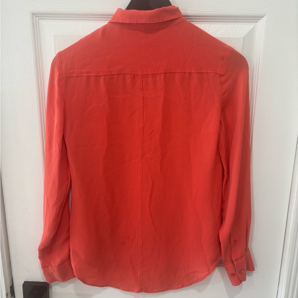 THEORY Classic orange silk shirt, Size: P/TP - Picture 6 of 8